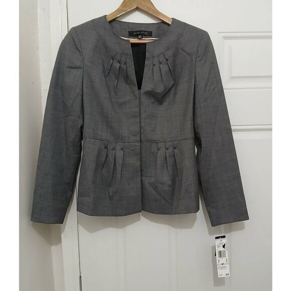 Anne Klein Womens size 6 petite gray work blazer lightweight all season - Picture 2 of 8